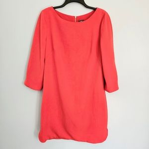 Vince Camuto Peachy Orange Long Sleeve Shift Dress w Split Sleeves & Hem Size 10